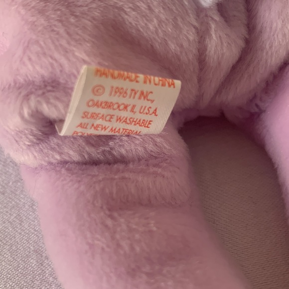 Ty easter bunny Rabbit beanie baby Floppity Lilac w tag 1996 - Picture 6 of 11